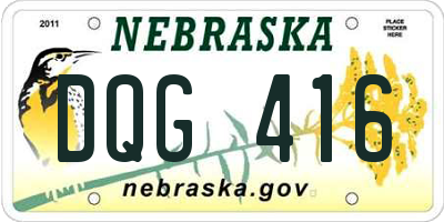 NE license plate DQG416