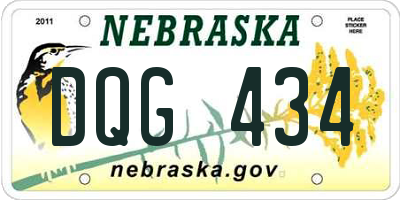 NE license plate DQG434