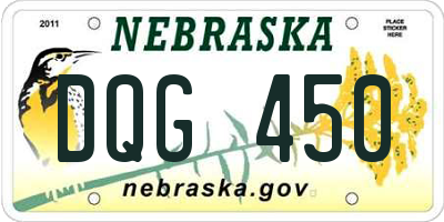 NE license plate DQG450