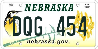 NE license plate DQG454
