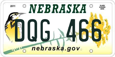 NE license plate DQG466