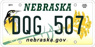 NE license plate DQG507