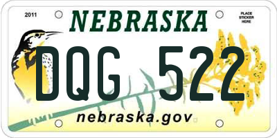 NE license plate DQG522
