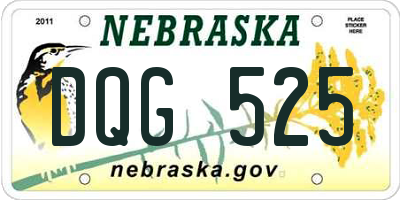 NE license plate DQG525