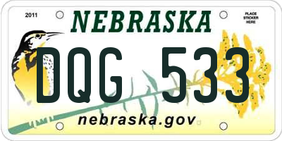 NE license plate DQG533