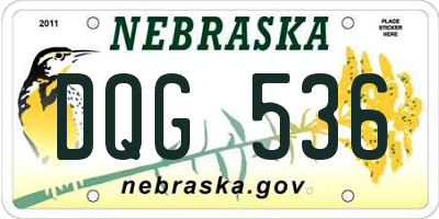 NE license plate DQG536