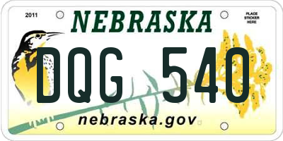 NE license plate DQG540