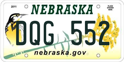 NE license plate DQG552