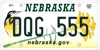 NE license plate DQG555