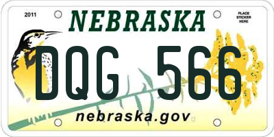 NE license plate DQG566