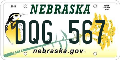 NE license plate DQG567