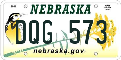 NE license plate DQG573