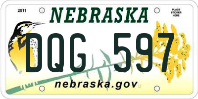NE license plate DQG597