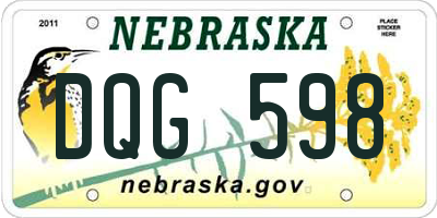 NE license plate DQG598