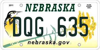 NE license plate DQG635