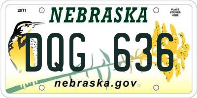 NE license plate DQG636