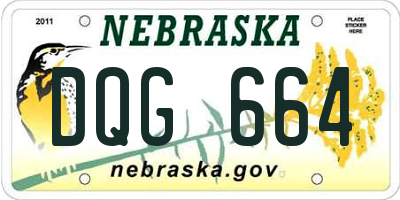 NE license plate DQG664