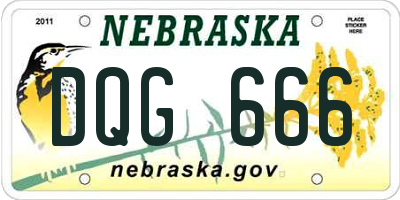 NE license plate DQG666