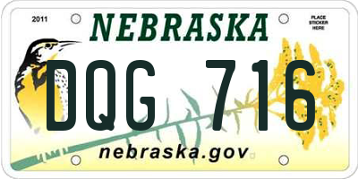 NE license plate DQG716