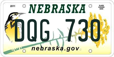 NE license plate DQG730