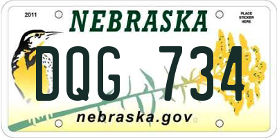 NE license plate DQG734