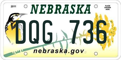 NE license plate DQG736