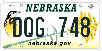 NE license plate DQG748