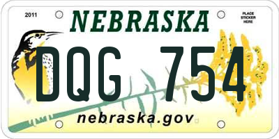 NE license plate DQG754