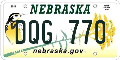 NE license plate DQG770