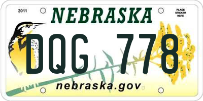NE license plate DQG778