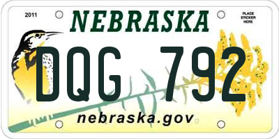 NE license plate DQG792