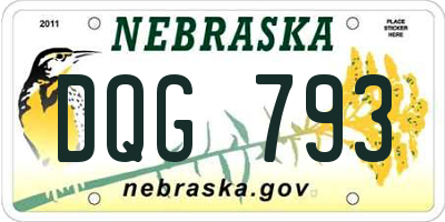 NE license plate DQG793