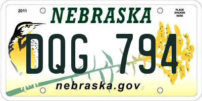 NE license plate DQG794