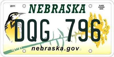 NE license plate DQG796