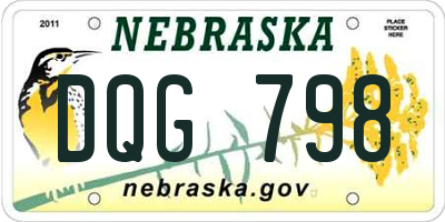 NE license plate DQG798