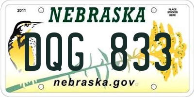 NE license plate DQG833