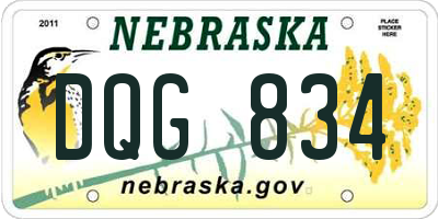 NE license plate DQG834