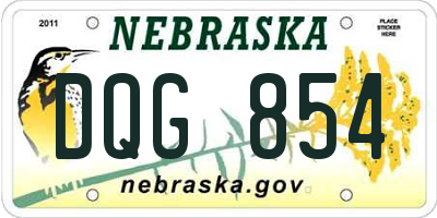 NE license plate DQG854
