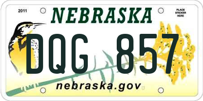 NE license plate DQG857