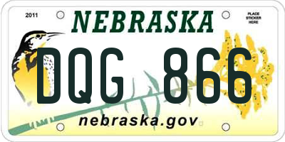 NE license plate DQG866