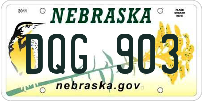 NE license plate DQG903