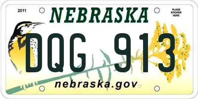 NE license plate DQG913