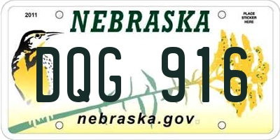 NE license plate DQG916