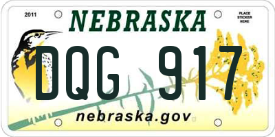 NE license plate DQG917