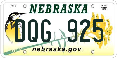 NE license plate DQG925