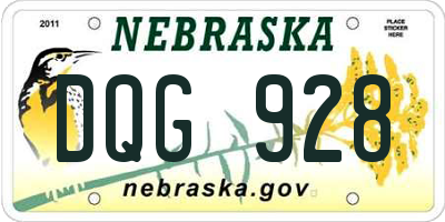 NE license plate DQG928