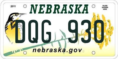 NE license plate DQG930