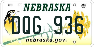 NE license plate DQG936