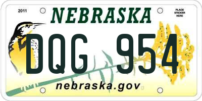 NE license plate DQG954