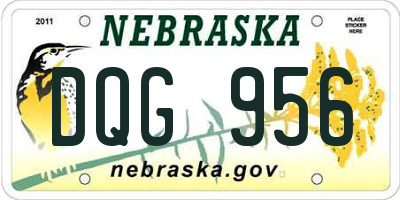 NE license plate DQG956